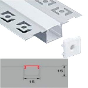 Perfil LED Embutir No Frame Linear 15mm x 15mm