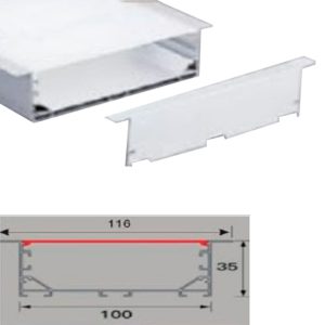 Perfil LED Embutir Linear 100mm x 35mm