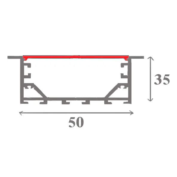 Perfil LED Embutir Linear 65mm x 35mm